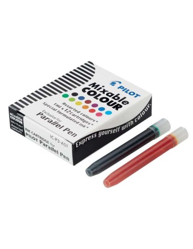 Recharges pour stylo plume Pilot Parallel - Capacité 1 ml - Couleurs assorties