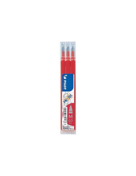 Pack Pilot de 3 recharges pour stylo Frixion Ball / Frixion Clicker - Encre gel effaçable - Pointe bille 0,7 mm - Course 0,4 mm 