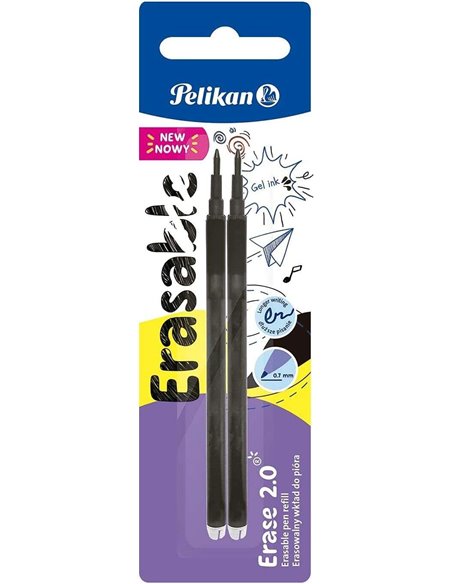 Recharge Pelikan Blister 2 Erase 2.0 - pour crayon gomme Erase 2.0 - Noir