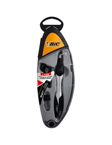Compas Bic Exact pour porte-mine ou crayon - Corps en métal noir ou rouge aléatoire