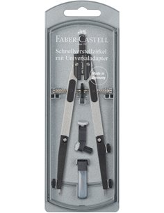 Compas à réglage rapide Faber-Castell 3,5 mm - Articulations sur les deux bras - Pour circonférences jusqu'à Ø 390 mm - Accessoi