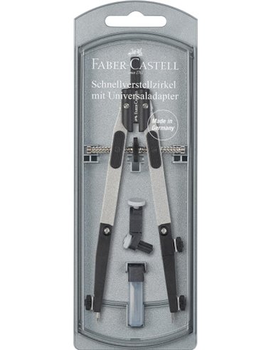 Compas à réglage rapide Faber-Castell 3,5 mm - Articulations sur les deux bras - Pour circonférences jusqu'à Ø 390 mm - Accessoi