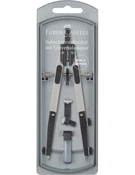 Compas à réglage rapide Faber-Castell 3,5 mm - Articulations sur les deux bras - Pour circonférences jusqu'à Ø 390 mm - Accessoi