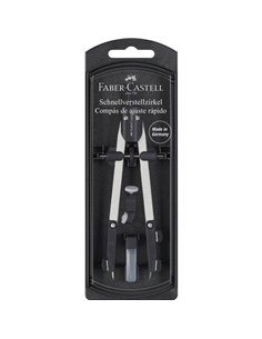 Compas à réglage rapide Faber-Castell - Articulations sur les deux bras - Accessoires de remplacement - Adaptateur universel