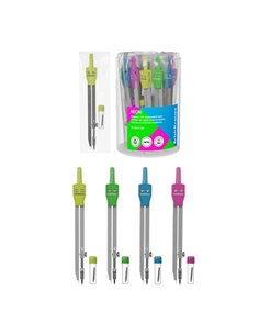 Compas scolaire ErichKrause avec articulation et mine de rechange - Couleurs assorties