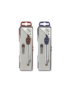 Boussole d'école Bismark Basic en métal - Tube de plomb inclus - Présentée dans un étui en plastique - Couleurs assorties aléato