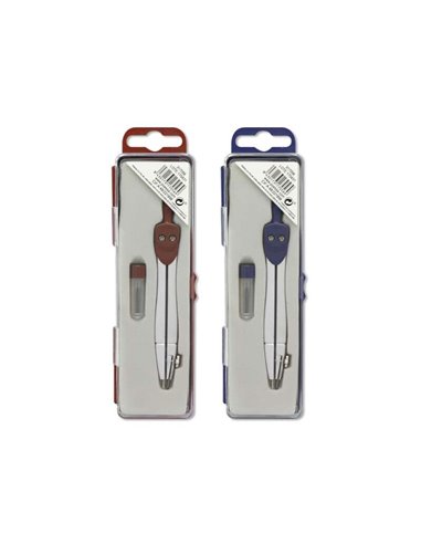 Boussole d'école Bismark Basic en métal - Tube de plomb inclus - Présentée dans un étui en plastique - Couleurs assorties aléato