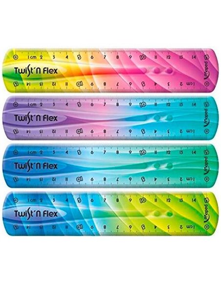 Règle flexible Maped Twist'n Flex 15 cm - Incassable - Double graduation - Couleurs dégradées aléatoires