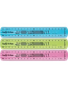 Règle flexible Maped Twist'n Flex 20 cm - Incassable - Double graduation - Couleurs aléatoires bleu, rose et vert