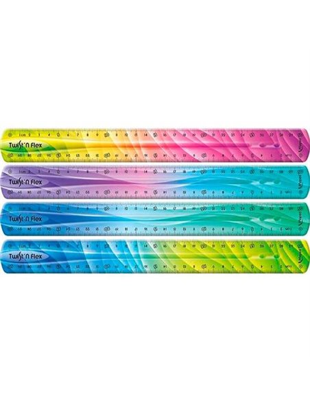 Règle flexible Maped Twist'n Flex 30 cm - Incassable - Double graduation - Couleurs dégradées aléatoires