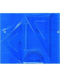 Pack d'instruments de dessin Maped - Règle de 30 cm, règle de 15 cm, équerre, rapporteur et équerre - Étui zippé aux couleurs as