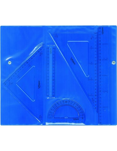 Pack d'instruments de dessin Maped - Règle de 30 cm, règle de 15 cm, équerre, rapporteur et équerre - Étui zippé aux couleurs as
