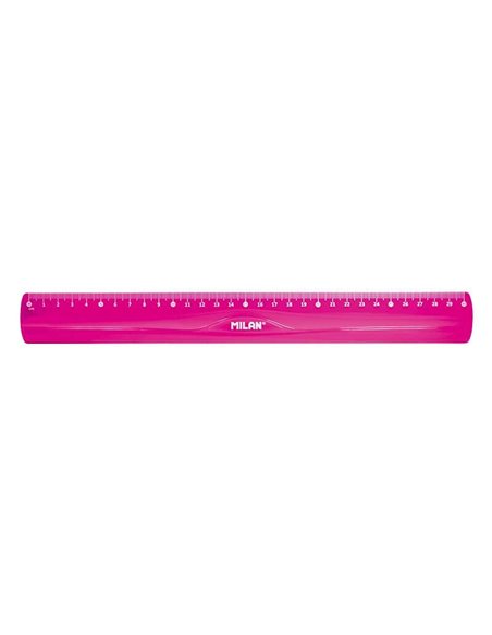 Règle Milan flexible et résistante - Longueur 30 cm - Couleur rose translucide