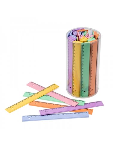 Bocal Faibo de 100 règles en PVC de 16 cm - Couleurs pastel assorties