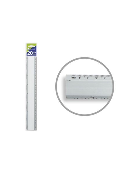 Règle millimétrique Bismark 20 cm - En aluminium - Avec biseau pour les lignes d'encre - Couleur aluminium