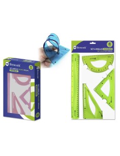 Lot de 4 règles flexibles Bismark - Règle droite - Rapporteur - Équerre - Couleurs assorties
