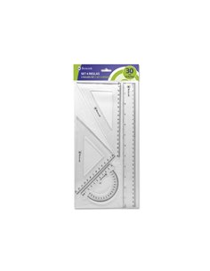 Pack de règles scolaires Bismark - Comprend une règle de 30 cm, une équerre de 12,5 cm, une équerre de 17,5 cm et un rapporteur 