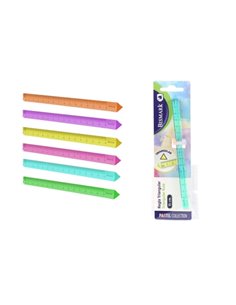 Règle triangulaire Bismark 15 cm - En polystyrène - Idéale pour l'école - Couleurs pastel assorties