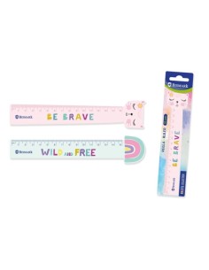 Règle Bismark 15 cm avec phrases de motivation décoratives - En plastique - Idéale pour l'école - 2 modèles différents