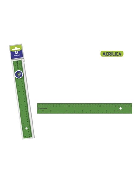 Règle acrylique Bismark 30 cm - Haute qualité - Étui zippé - Vert