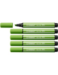 Marqueur Stabilo Pen 68 MAX - Pointe biseautée - Taille de trait : environ 1 à 5 mm - Encre à base d'eau - Vert clair