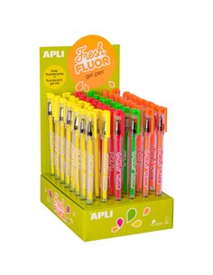 Stylo gel Apli Fresh Fluor - 48 stylos à encre gel fluorescente - Séchage rapide et longue durée - Épaisseur d'écriture 1 mm