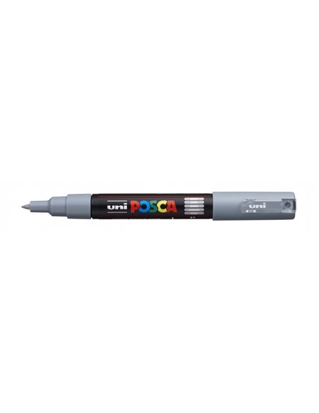 Marqueur peinture Posca PC-1M - Pointe conique 0,7 mm - Encre à base d'eau - Résistant à la lumière - Gris