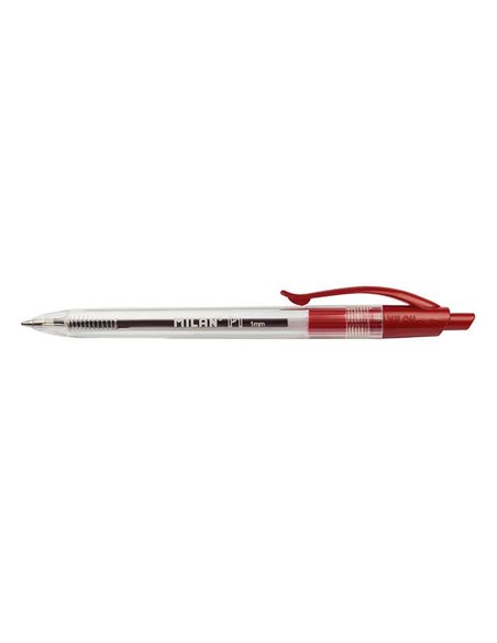 Stylo à bille rétractable Milan P1 - Pointe ronde 1 mm - Corps transparent - Rouge