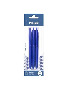 Lot de 3 stylos à bille rétractables Milan P1 Touch - Pointe ronde 1 mm - Encre à base d'huile - Écriture fluide - Portée d'écri