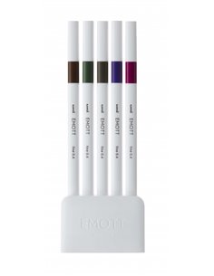 Uni-ball PEM-SY Set No. 3 Emott Vintage Colors Lot de 5 marqueurs à trait fin - Pointe 0,4 mm - Encre à base d'eau - Design inno