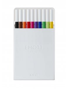 Uni-ball PEM-SY Set No. 1 Emott Essential Colors Pack de 10 marqueurs à trait fin - Pointe 0,4 mm - Encre à base d'eau - Design 