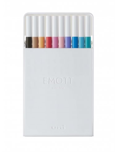 Uni-ball PEM-SY Set No. 2 Emott Pastel Colors Lot de 10 marqueurs à trait fin - Pointe 0,4 mm - Encre à base d'eau - Design inno