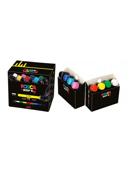 Lot de 8 marqueurs peinture Posca PCM-22 - Pointe mousse ronde 3-19 mm - Encre à l'eau - Multi-effets - Non permanent - Couleurs