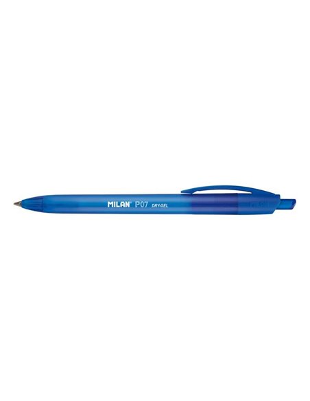 Stylo gel rétractable Milan P07 Dry-Gel - Pointe 0,7 mm - Séchage rapide - Bleu