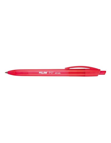 Stylo gel rétractable Milan P07 Dry-Gel - Pointe 0,7 mm - Séchage rapide - Rouge