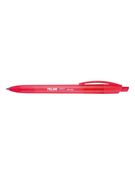 Stylo gel rétractable Milan P07 Dry-Gel - Pointe 0,7 mm - Séchage rapide - Rouge
