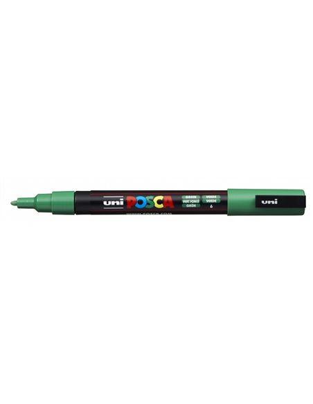Marqueur peinture Posca PC-3M - Pointe conique en polyester 0,9-1,3 mm - Encre à base d'eau - Résistant à la lumière - Vert