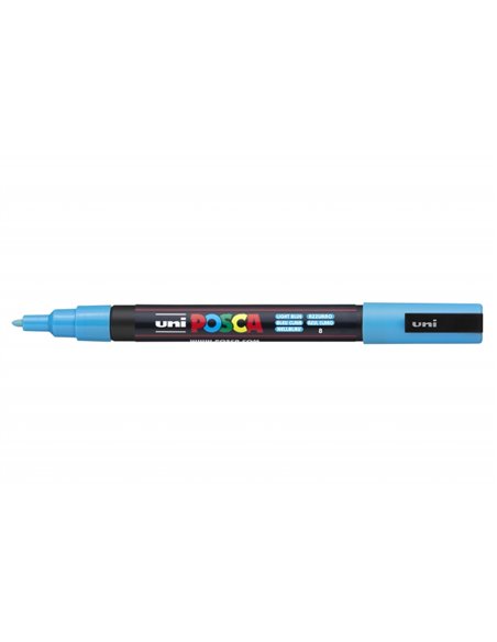 Marqueur peinture Posca PC-3M - Pointe conique en polyester 0,9-1,3 mm - Encre à base d'eau - Résistant à la lumière - Bleu clai