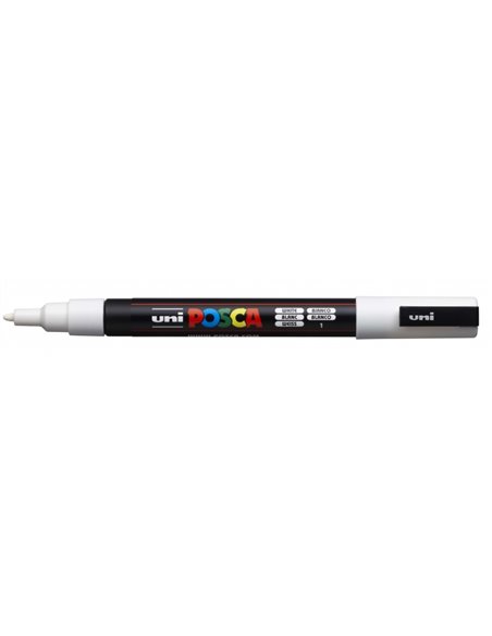 Marqueur peinture Posca PC-3M - Pointe conique en polyester 0,9-1,3 mm - Encre à base d'eau - Résistant à la lumière - Blanc