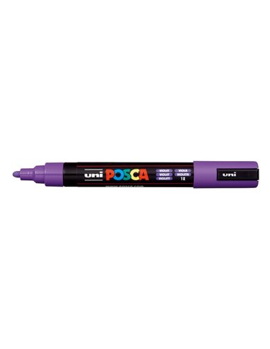 Marqueur peinture Posca PC-5M - Pointe ogive 1,8-2,5 mm - Encre à base d'eau - Résistant à la lumière - Non permanent - Violet