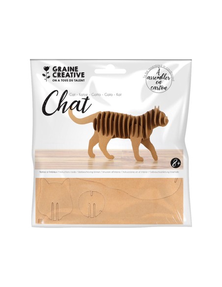 Maquette chat graine creative carton  a asssembler decorer  personnaliser 220x110x45mm