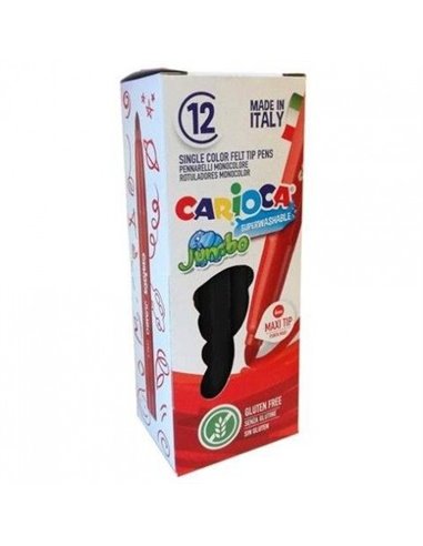 Marqueur Carioca Jumbo Monocolor - Corps octogonal Maxi - Encre super lavable - Pointe bloquée Maxi 6 mm - Capuchon ventilé - No