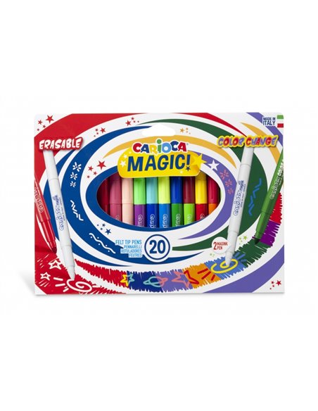Lot de 20 marqueurs magiques Carioca - L'encre magique change de couleur - Comprend un marqueur Magink pour changer ou effacer l