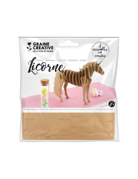 Maquette licorne graine creative carton a asssembler  decorer personnaliser         150x150mm