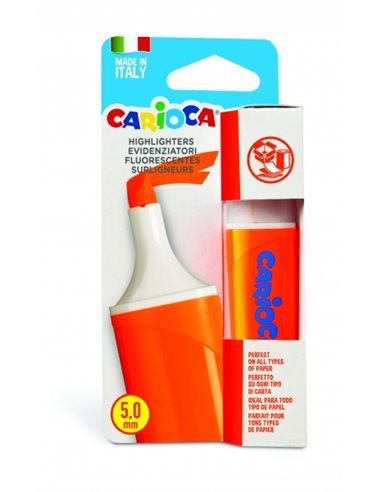 Surligneur Carioca Memolight - Pointe biseautée 5 mm - Lumineux et lavable - Encre à base d'eau - Orange