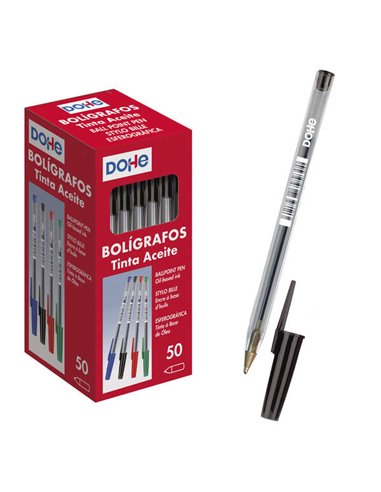 Stylos à encre à base d'huile Dohe - Stylo à bille en métal 1 mm - Ligne 0,4 mm - Corps transparent et capuchon ventilé