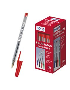 Stylos à encre à base d'huile Dohe - Stylo à bille 1 mm - Ligne 0,4 mm - Corps transparent et capuchon ventilé