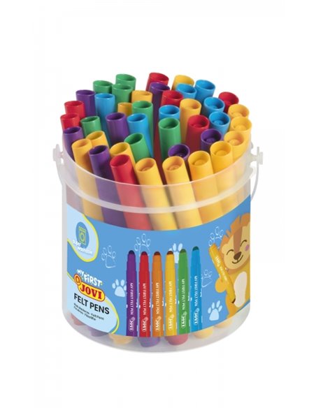 Jovi My First Felt Pen 36 marqueurs - Pointe anti-affaissement - Glisse facile - Couleurs assorties
