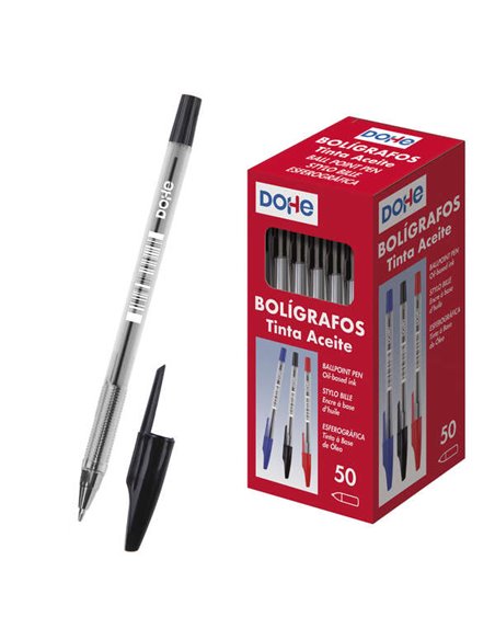 Stylos à encre à base d'huile Dohe - Stylo à bille en métal 1 mm - Ligne 0,4 mm - Corps transparent et capuchon ventilé