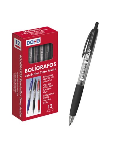 Stylos à encre rétractable Dohe à base d'huile - Stylo à bille en métal 1 mm - Ligne 0,4 mm - Corps transparent